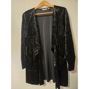 Canyon Retreat Crushed Shiny Velvet Draped Collar Harvest Black Pockets XL Boho